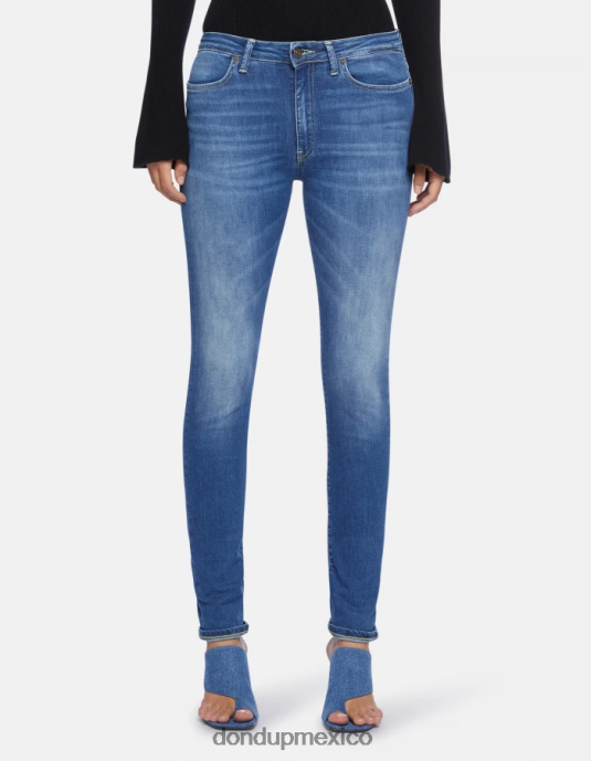 azul DONDUP mujer Vaqueros súper ajustados de 31 pulgadas Iris en denim elástico vestir D0VXD53