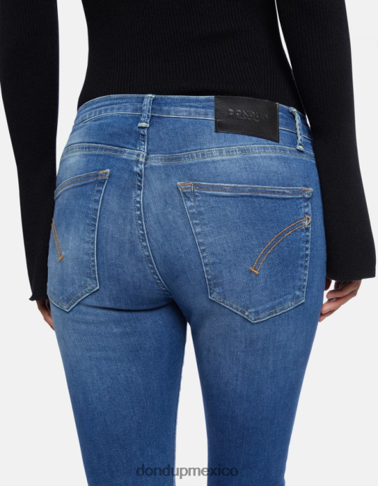 azul DONDUP mujer Vaqueros súper ajustados de 31 pulgadas Iris en denim elástico vestir D0VXD53