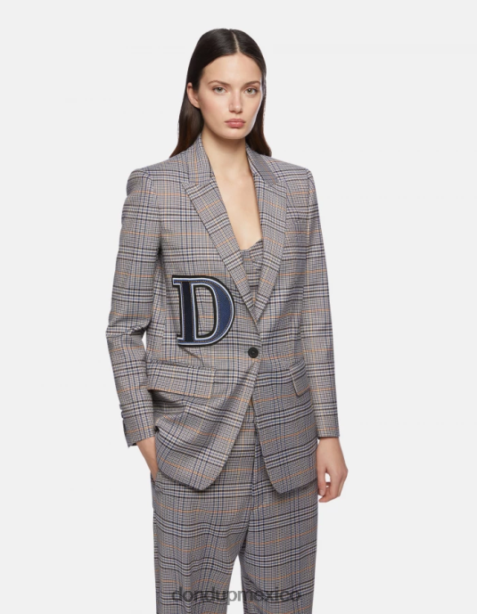 azul DONDUP mujer blazer a cuadros príncipe de gales con botonadura simple vestir D0VXD375