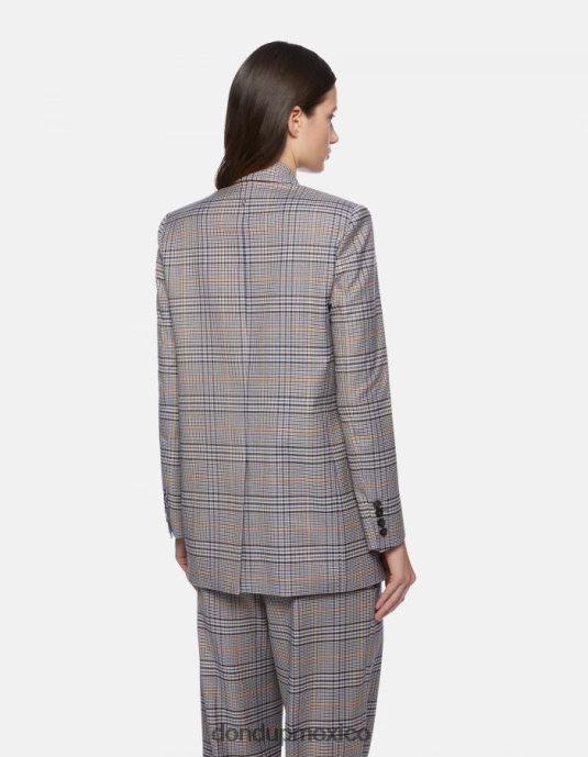 azul DONDUP mujer blazer a cuadros príncipe de gales con botonadura simple vestir D0VXD375