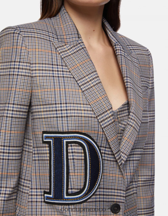 azul DONDUP mujer blazer a cuadros príncipe de gales con botonadura simple vestir D0VXD375