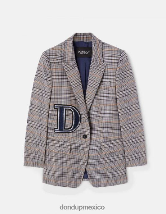 azul DONDUP mujer blazer a cuadros príncipe de gales con botonadura simple vestir D0VXD375