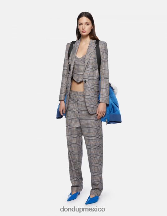 azul DONDUP mujer blazer a cuadros príncipe de gales con botonadura simple vestir D0VXD375