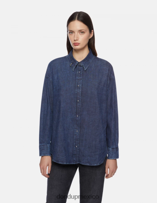 azul DONDUP mujer camisa de mezclilla de gran tamaño vestir D0VXD252