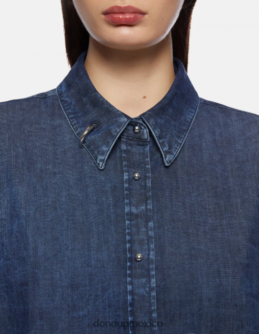 azul DONDUP mujer camisa de mezclilla de gran tamaño vestir D0VXD252