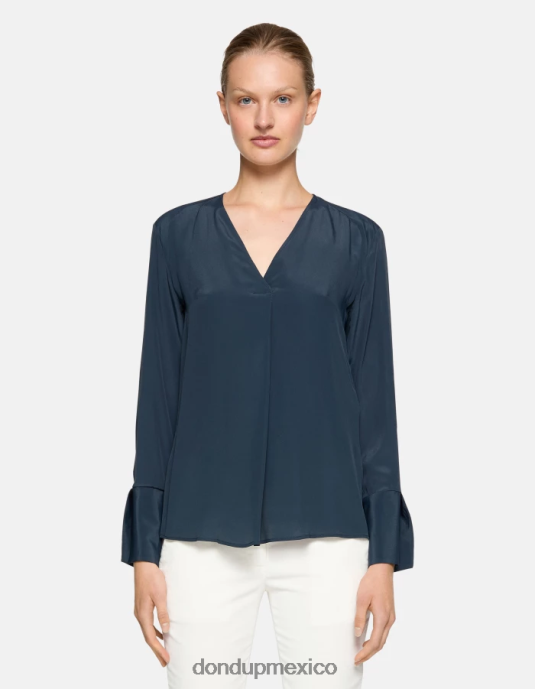 azul DONDUP mujer camisa regular fit en mezcla de seda vestir D0VXD246