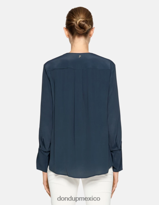 azul DONDUP mujer camisa regular fit en mezcla de seda vestir D0VXD246