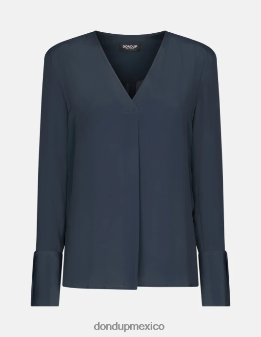 azul DONDUP mujer camisa regular fit en mezcla de seda vestir D0VXD246