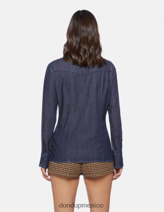 azul DONDUP mujer camisa vaquera ajustada vestir D0VXD256