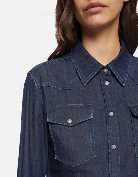 azul DONDUP mujer camisa vaquera ajustada vestir D0VXD256