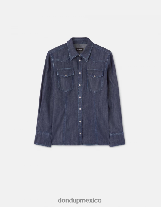 azul DONDUP mujer camisa vaquera ajustada vestir D0VXD256
