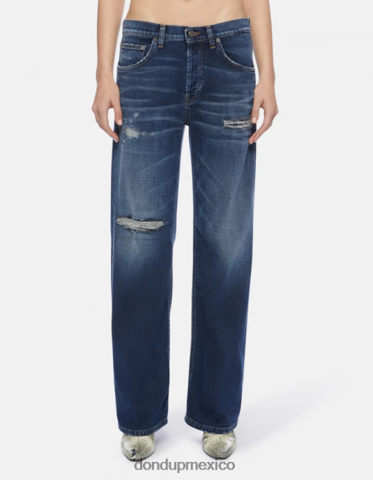azul DONDUP mujer jeans jacklyn de mezclilla elástica con pernera ancha vestir D0VXD100
