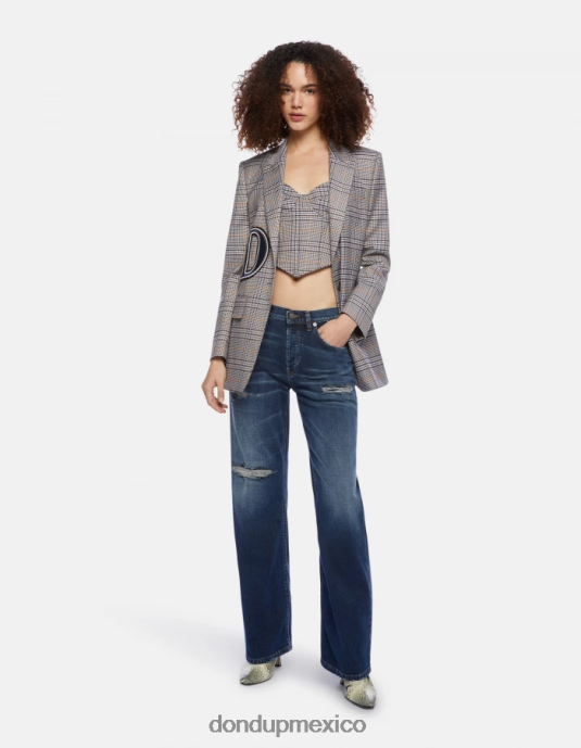 azul DONDUP mujer jeans jacklyn de mezclilla elástica con pernera ancha vestir D0VXD100