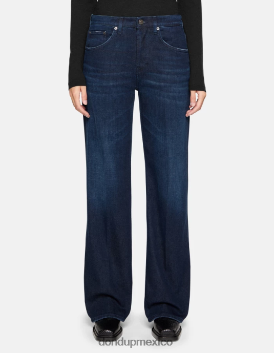 azul DONDUP mujer jeans jacklyn de mezclilla elástica con pernera ancha vestir D0VXD17