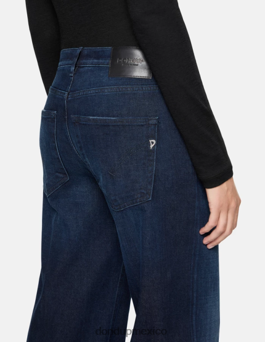 azul DONDUP mujer jeans jacklyn de mezclilla elástica con pernera ancha vestir D0VXD17