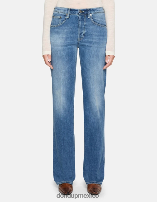 azul DONDUP mujer jeans jacklyn de mezclilla elástica con pernera ancha vestir D0VXD39