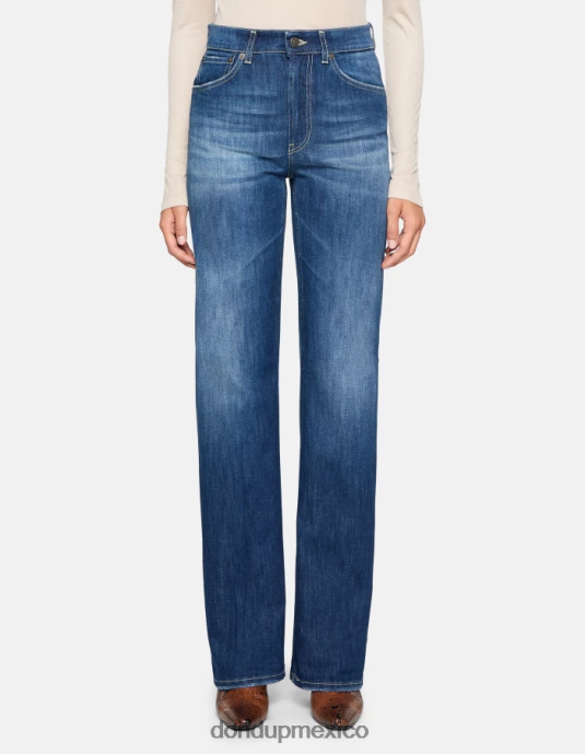 azul DONDUP mujer jeans mabel de mezclilla elástica con pernera ancha vestir D0VXD8