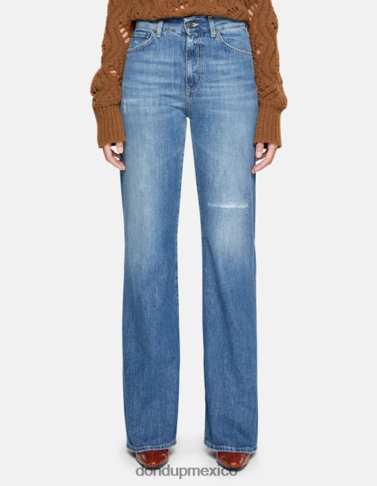 azul DONDUP mujer jeans rígidos de mezclilla con pernera ancha color ámbar vestir D0VXD69