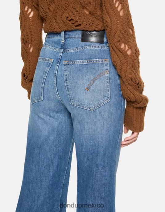 azul DONDUP mujer jeans rígidos de mezclilla con pernera ancha color ámbar vestir D0VXD69