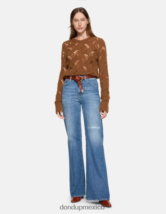 azul DONDUP mujer jeans rígidos de mezclilla con pernera ancha color ámbar vestir D0VXD69