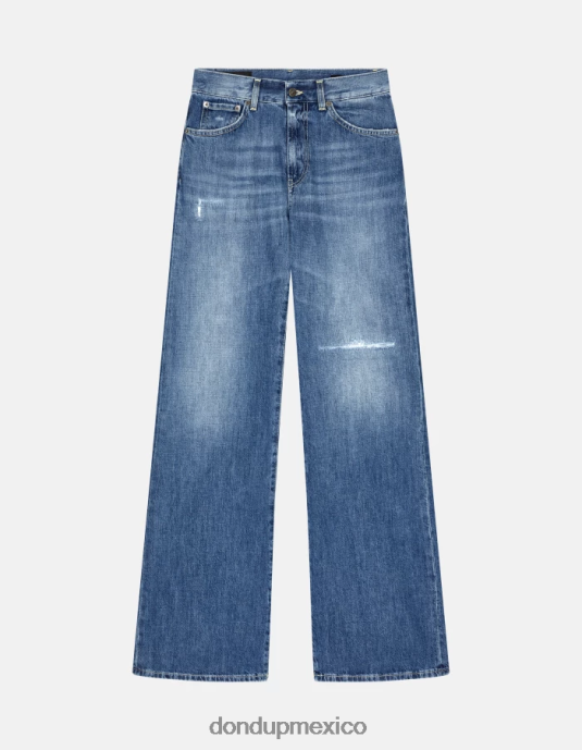 azul DONDUP mujer jeans rígidos de mezclilla con pernera ancha color ámbar vestir D0VXD69