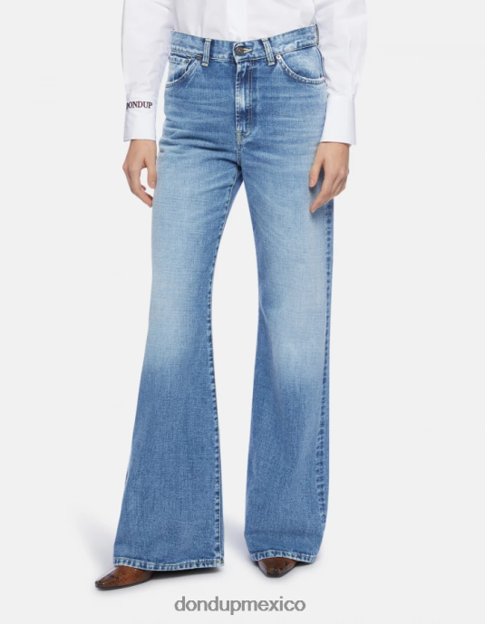 azul DONDUP mujer jeans rígidos de mezclilla con pernera ancha color ámbar vestir D0VXD96