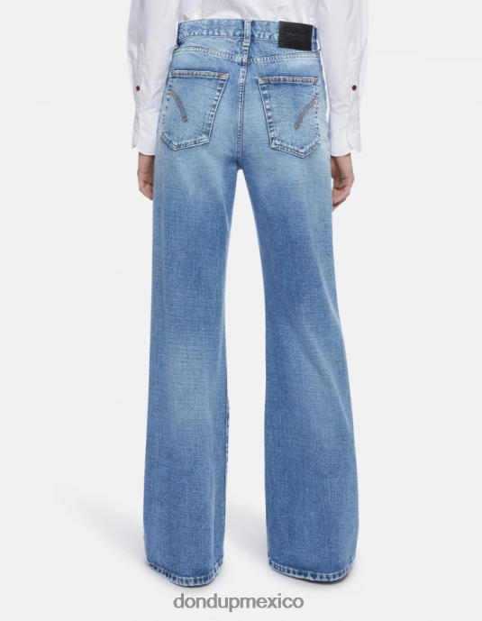 azul DONDUP mujer jeans rígidos de mezclilla con pernera ancha color ámbar vestir D0VXD96