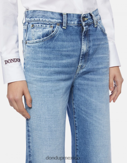 azul DONDUP mujer jeans rígidos de mezclilla con pernera ancha color ámbar vestir D0VXD96