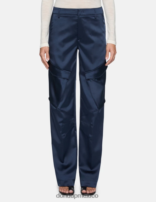 azul DONDUP mujer pantalones camila holgados de satén vestir D0VXD199