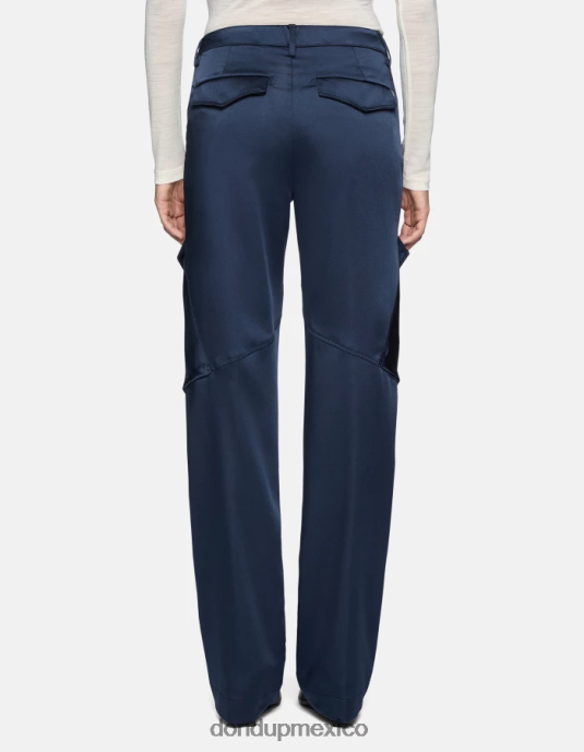 azul DONDUP mujer pantalones camila holgados de satén vestir D0VXD199
