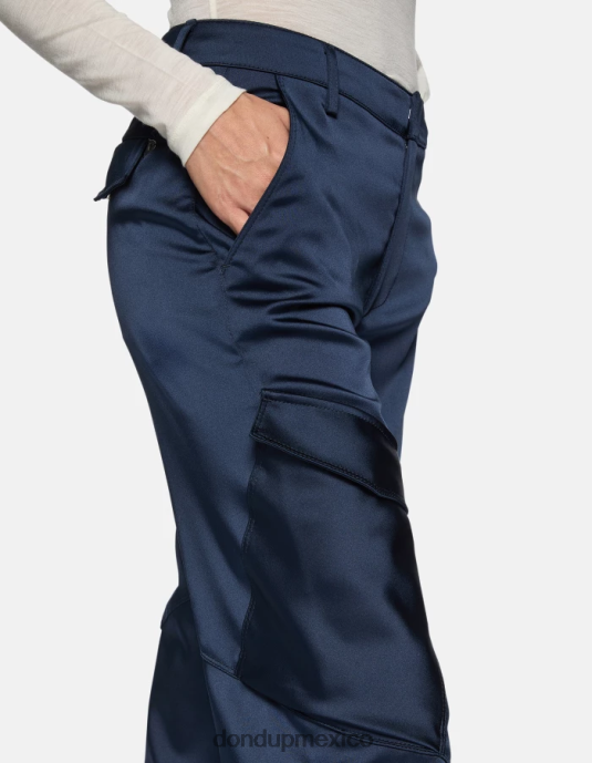 azul DONDUP mujer pantalones camila holgados de satén vestir D0VXD199