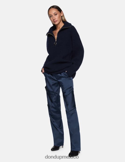 azul DONDUP mujer pantalones camila holgados de satén vestir D0VXD199