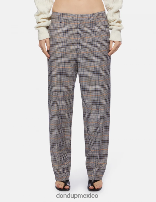 azul DONDUP mujer pantalones holgados a cuadros príncipe de gales micaela vestir D0VXD210