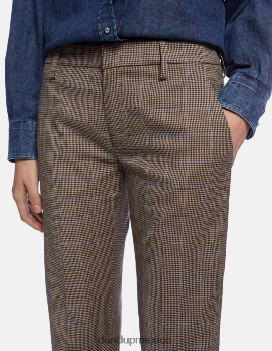azul DONDUP mujer pantalones kasya regular fit de pata de gallo vestir D0VXD174