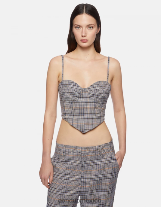 azul DONDUP mujer top ajustado a cuadros Príncipe de Gales vestir D0VXD265
