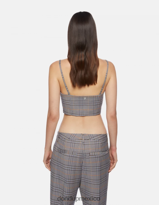 azul DONDUP mujer top ajustado a cuadros Príncipe de Gales vestir D0VXD265