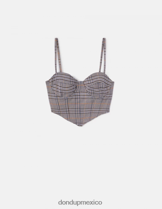 azul DONDUP mujer top ajustado a cuadros Príncipe de Gales vestir D0VXD265