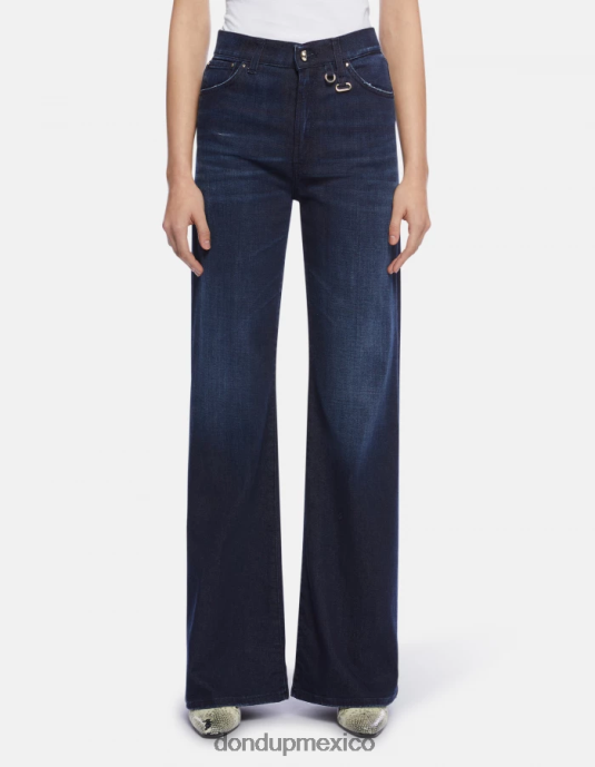 azul DONDUP mujer vaqueros anchos de denim elástico color ámbar vestir D0VXD101