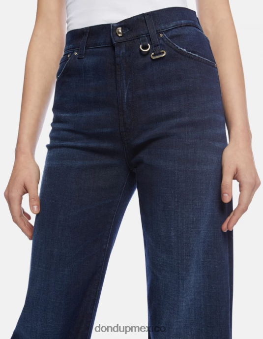 azul DONDUP mujer vaqueros anchos de denim elástico color ámbar vestir D0VXD101
