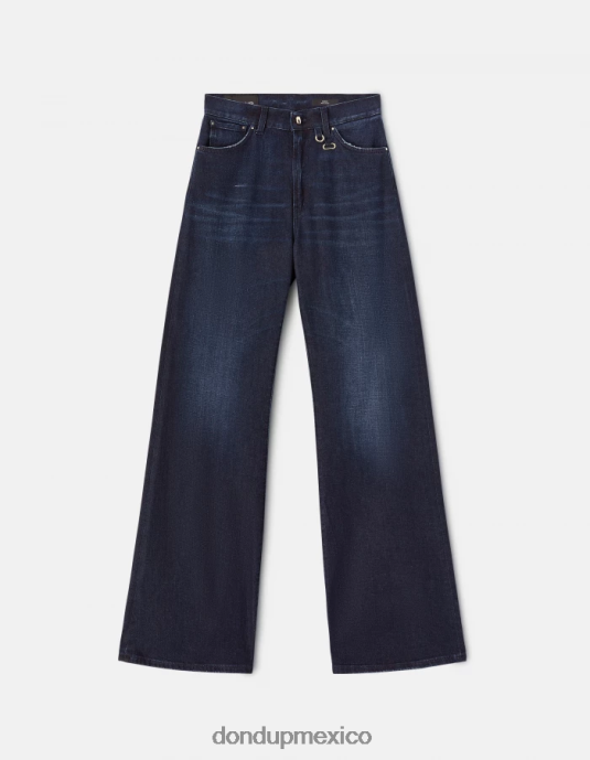 azul DONDUP mujer vaqueros anchos de denim elástico color ámbar vestir D0VXD101