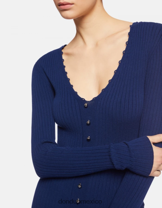 azul DONDUP mujer vestido largo de viscosa vestir D0VXD287