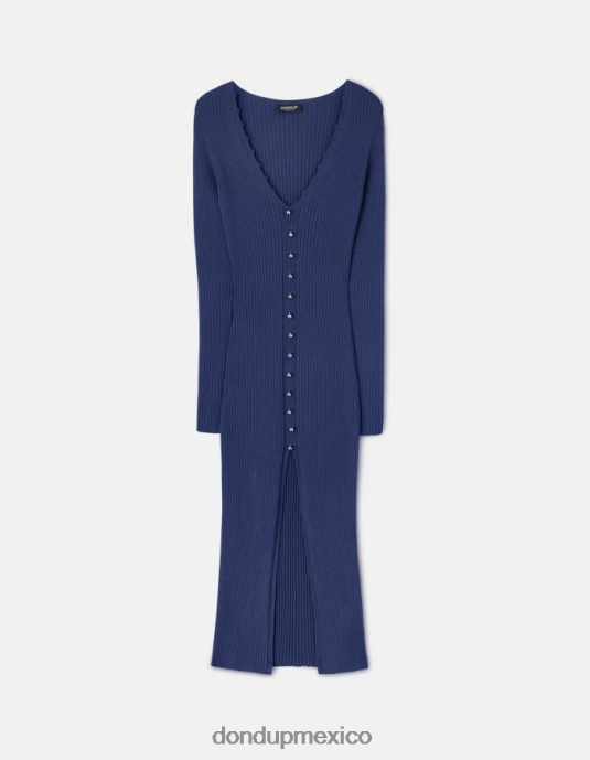 azul DONDUP mujer vestido largo de viscosa vestir D0VXD287
