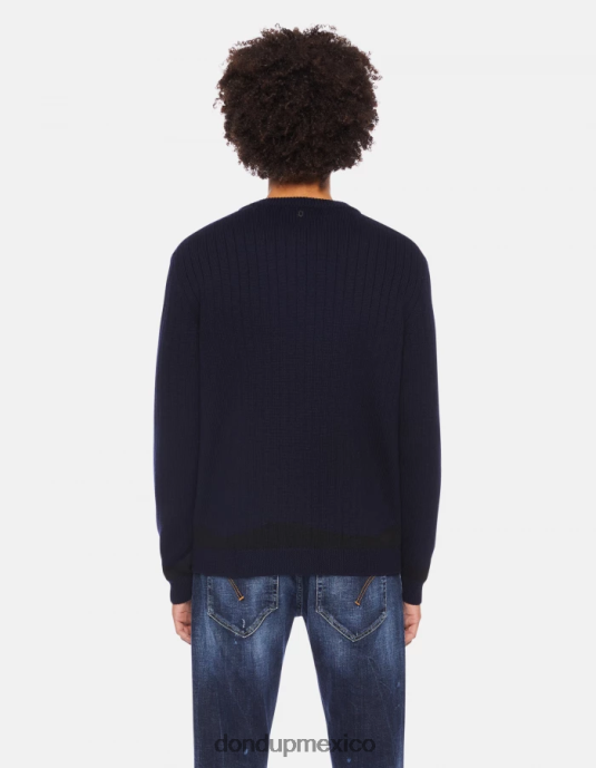 azul negro DONDUP hombres jersey de lana con cuello redondo vestir D0VXD880