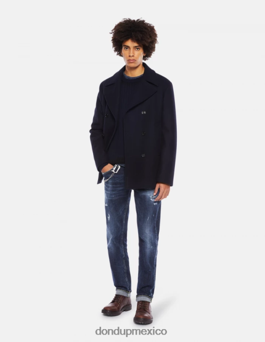 azul negro DONDUP hombres jersey de lana con cuello redondo vestir D0VXD880