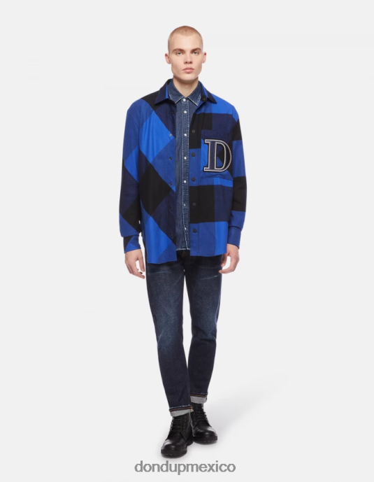 azul real DONDUP hombres camisa de franela extragrande vestir D0VXD864