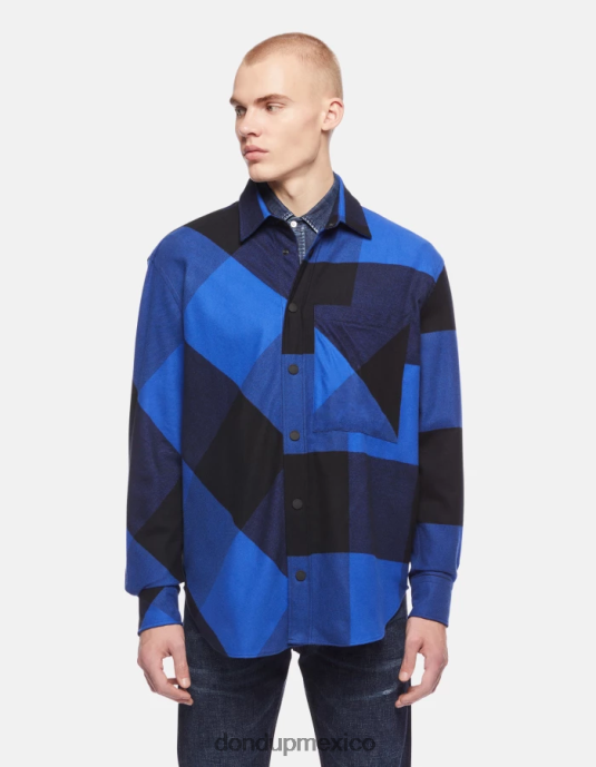 azul real DONDUP hombres camisa de franela extragrande vestir D0VXD865