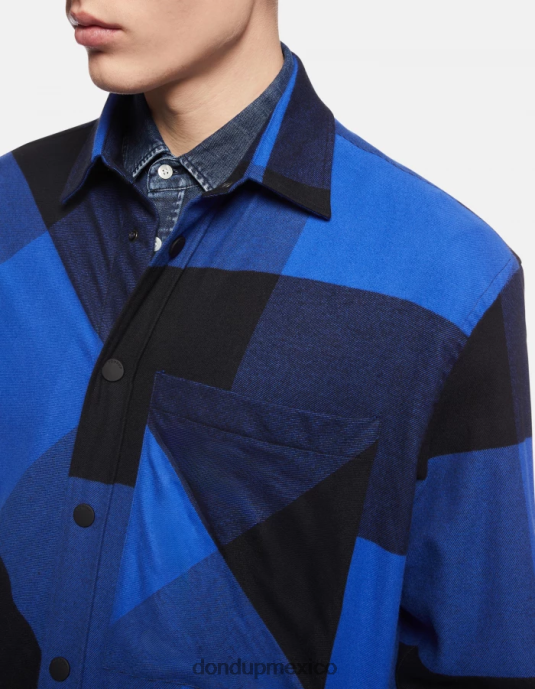 azul real DONDUP hombres camisa de franela extragrande vestir D0VXD865