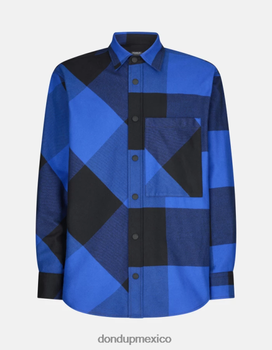 azul real DONDUP hombres camisa de franela extragrande vestir D0VXD865