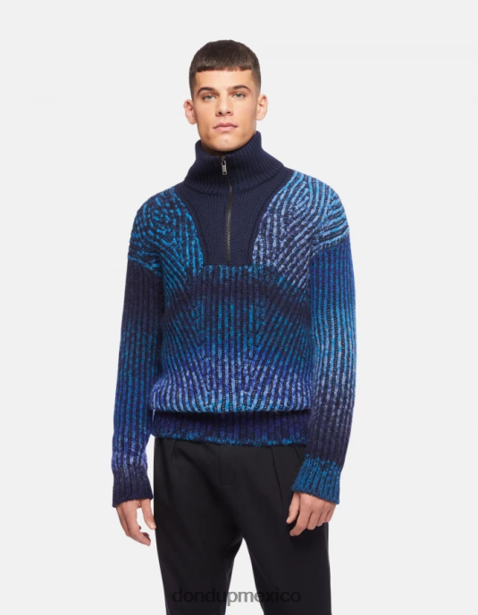 azul real DONDUP hombres suéter regular fit de lana con cuello tipo polo vestir D0VXD878