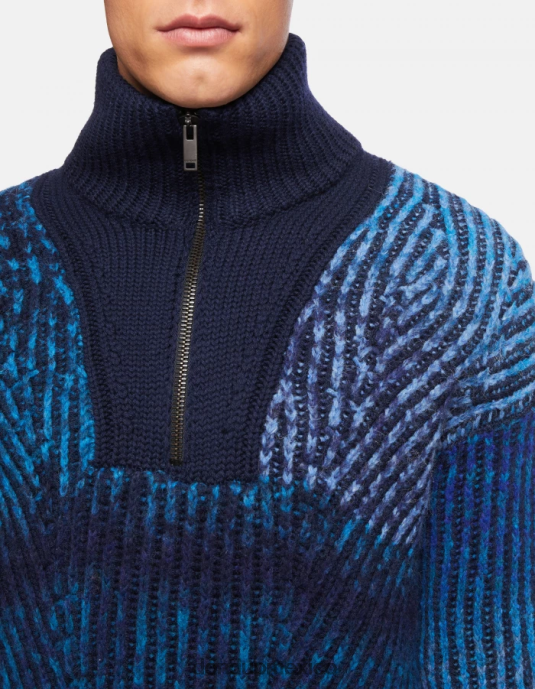 azul real DONDUP hombres suéter regular fit de lana con cuello tipo polo vestir D0VXD878